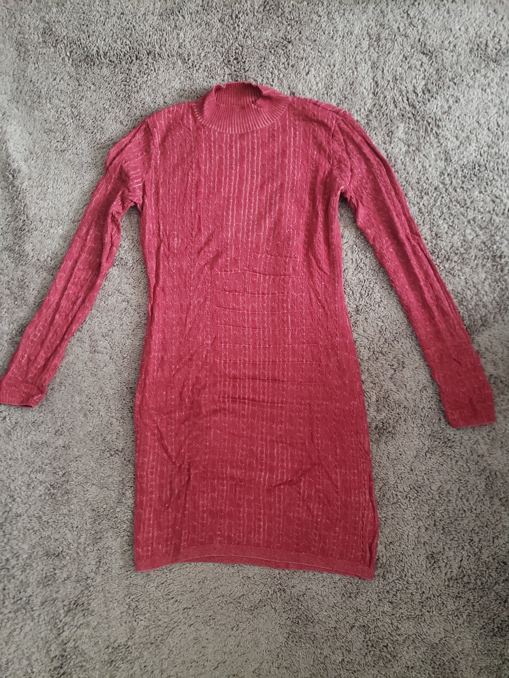 Abercrombie Long Sleeve Ribbed Knit Dress in Berry